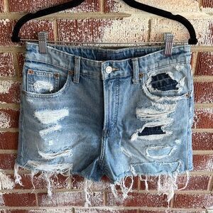 Lucky Brand Lucky Pins Distressed High Rise Light Blue Denim Shorts Sz 8/29 🍀